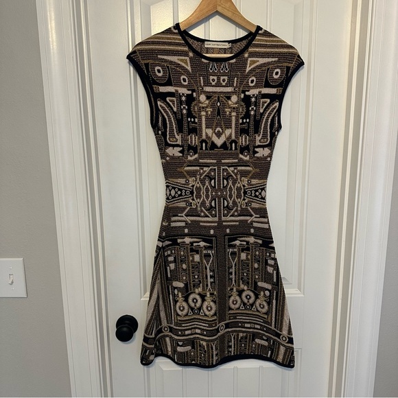 Mary Katrantzou Mini Dress Metallic Knit Colorful Artsy Aztec Size Extra Small - Picture 3 of 7